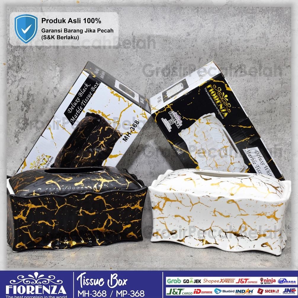 Tempat Kotak Tisu Tissue Keramik Segi Motif Marble Fiorenza 368