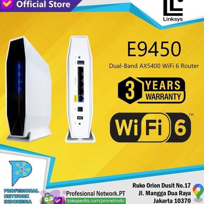 Linksys E9450 Dual-Band Ax5400 Wifi 6 Router / Linksys E 9450 New Stok
