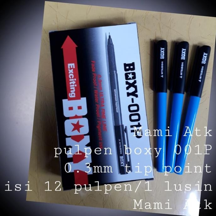 

Produk Baru!! Pulpen boxy 001P 0.3mm Isi 12 pcs Warna Biru.