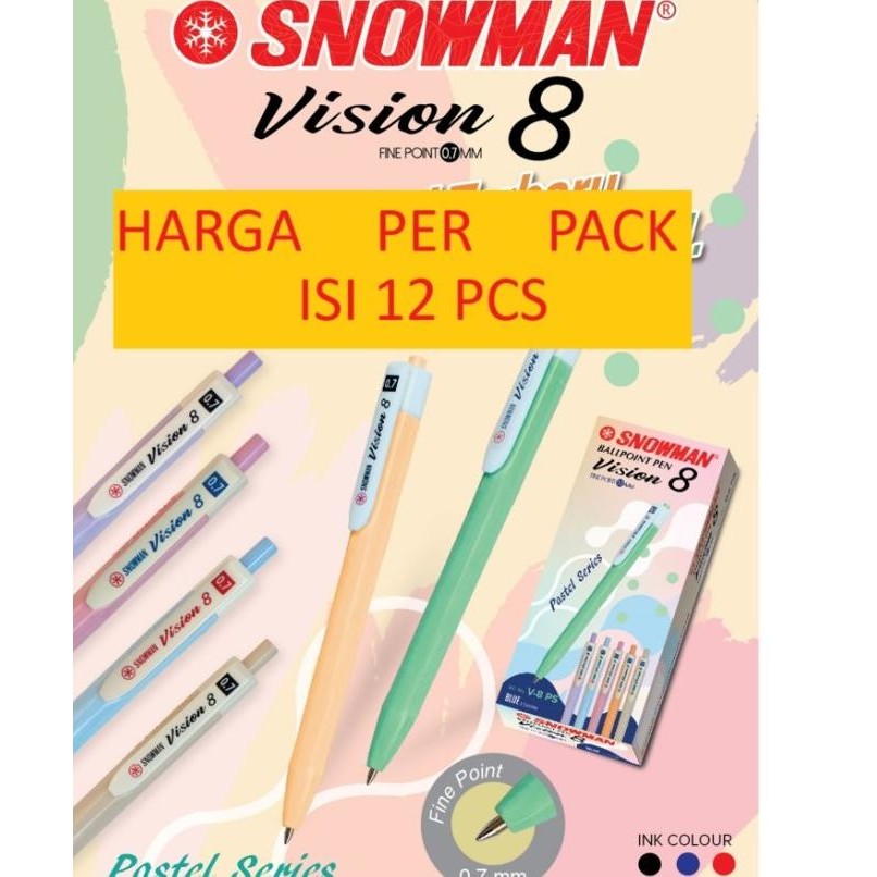 

Produk Baru!! BOLPEN PEN SNOWMAN V8 PASTEL 0.7mm / PULPEN PASTEL VISION 8 SEMI GEL