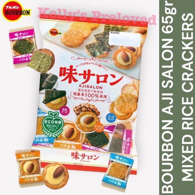 

bourbon ajisalon | assorted rice crackers | cheese almond seaweed | japan termurah