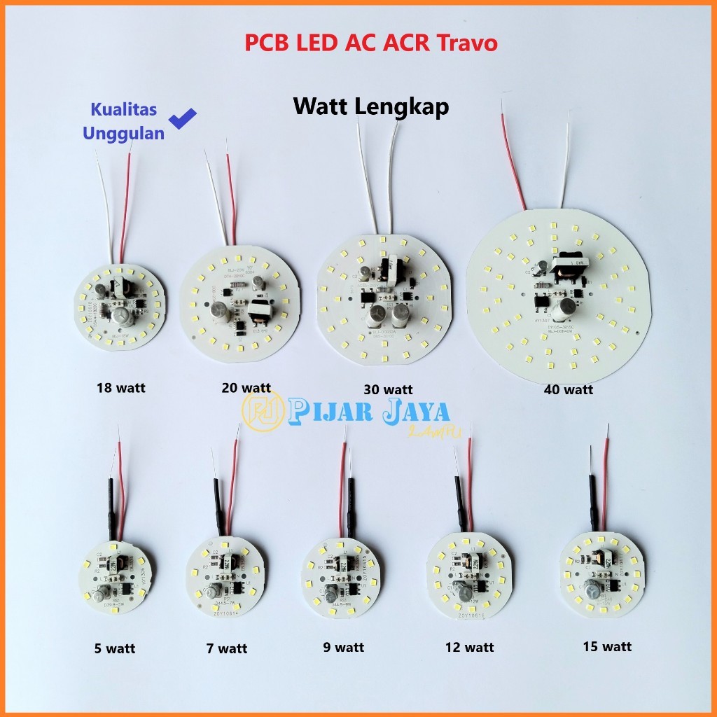 PCB LED AC ACR TRAVO WATT LENGKAP 5 7 9 12 15 18 20 30 40 WATT MESIN LAMPU LED MODUL MATA LED