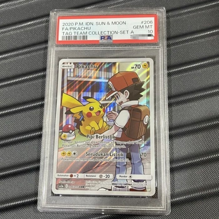 PIKACHU CHR PSA 10 tag team Indonesia Full Art Pikachu