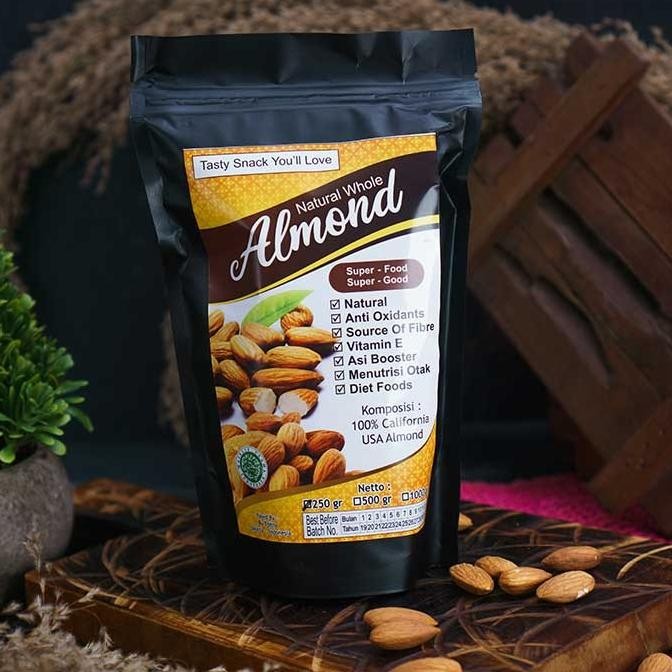 

250gr kacang almond almon panggang kupas natural premium blue diamond termurah