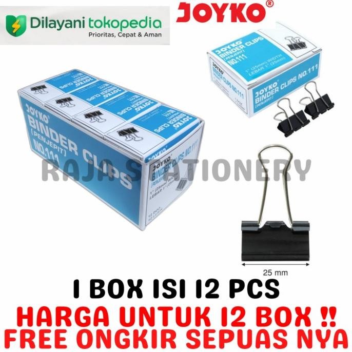 

sale! joyko binder clip 111 kecil 25mm klip kertas joyko no.111 [12box]