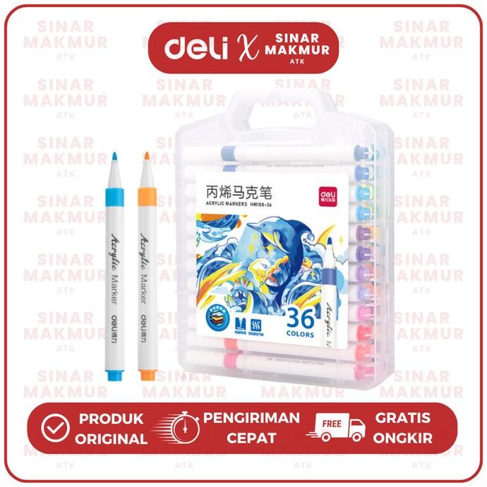 

Spidol Akrilik/Acrylic Marker Bullet Tip 36 Warna Deli HM108-36 (Set)