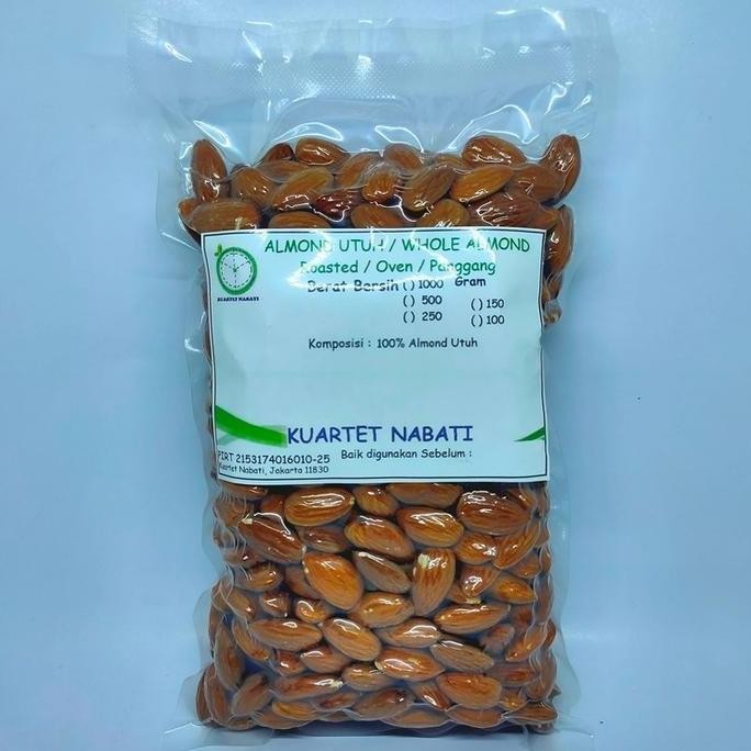 

1000gr roasted almond premium - utuh vakum - size besar 27-30 - oven - matang termurah