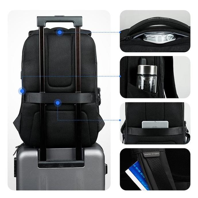 Mark Ryden Tas Ransel Backpack Laptop 15.6 Inch Tsa Lock Mr9405 Hitam