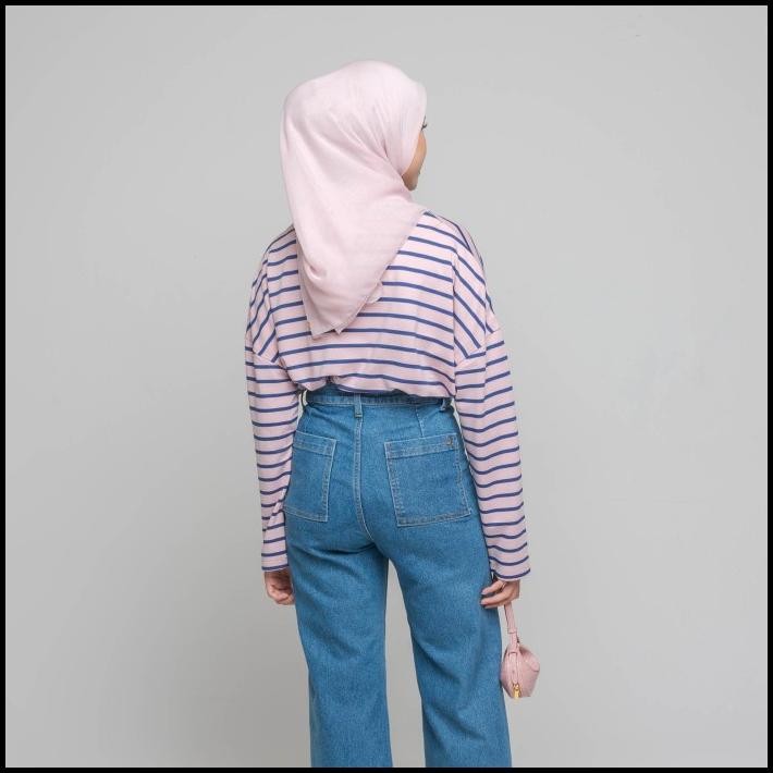 Harga Termurah Hijabchic Ulyani Pink Stripe Top Best Seller