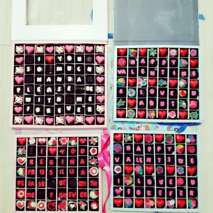 Coklat Valentine Sekat 56 Hardbox (Bisa Req Tulisan)