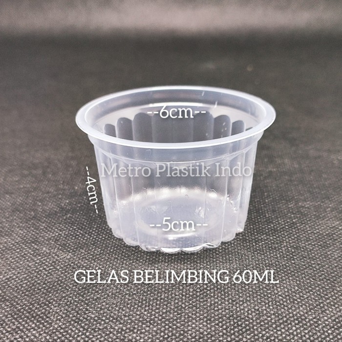 Gelas Plastik Bening 60ml Isi 50pcs Cup Jelly Puding Belimbing 60