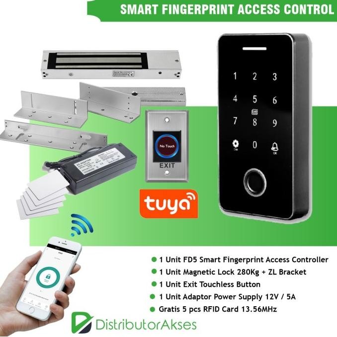 Paket Smart Fingerprint Tuya Access Control FD5 EM Lock Pintu Akses