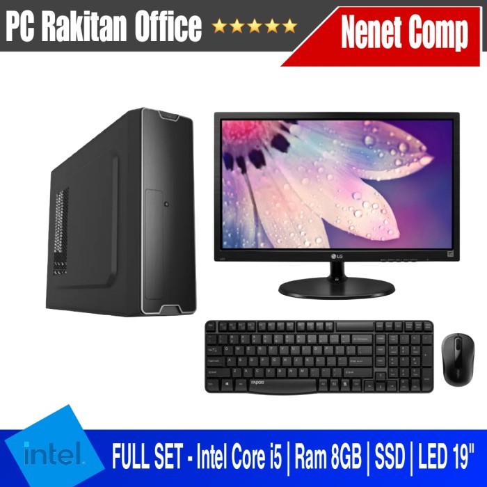 FULL SET - Mini PC Rakitan i5 6500 8GB SSD LED 19INCH Rakitan Office PC