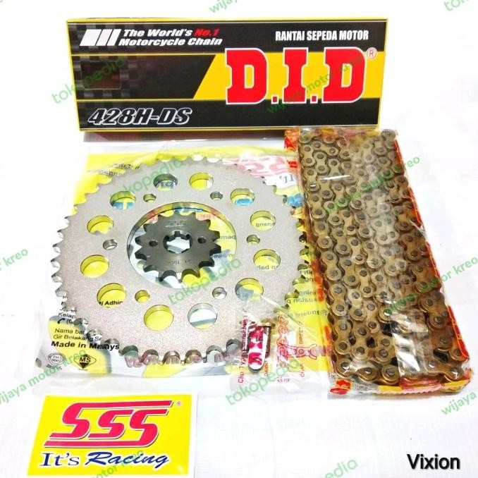Gear Set Sss Vixion Old / New Vixion + Rantai Did Hd Gold Original