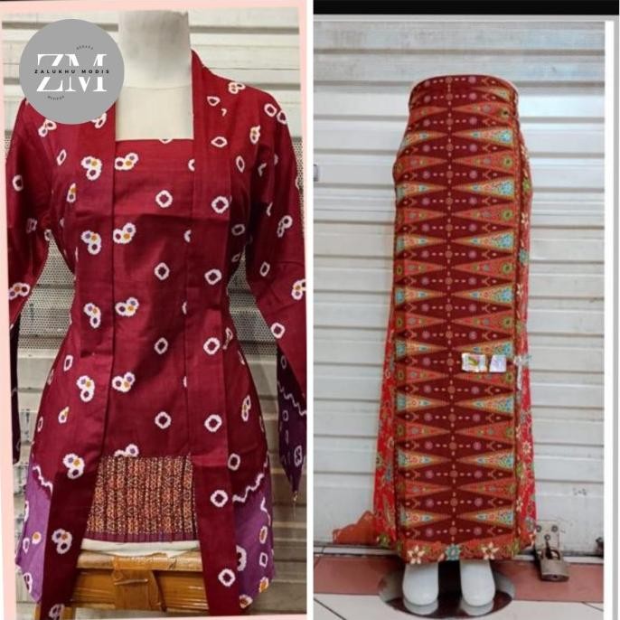 setelan kebaya kutu baru modern/kebaya wanita jumputan/kebaya acara formal lengan panjang
