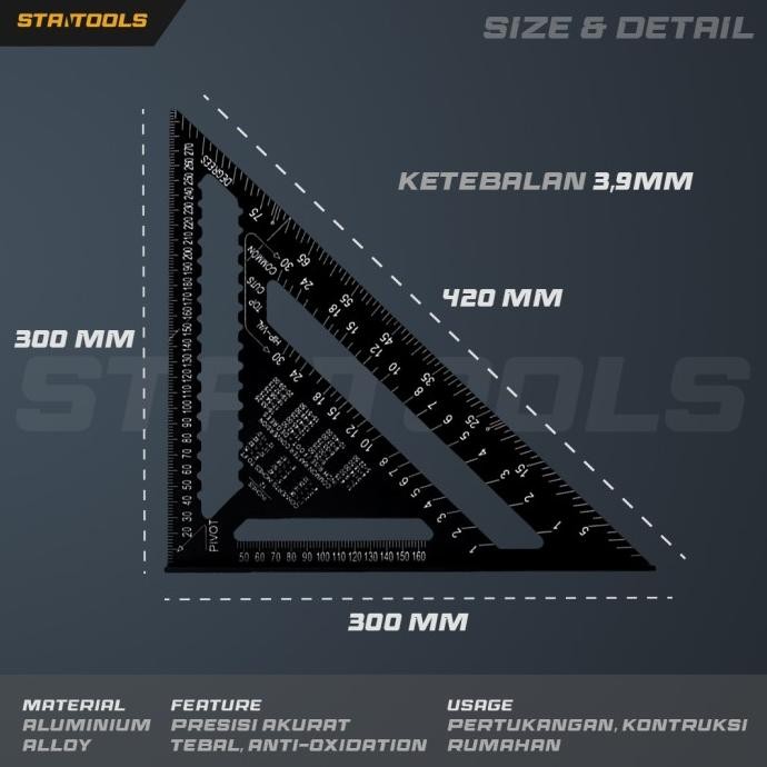 

Promo Speed square 12 inch Besar 30cm penggaris segitiga woodworking tukang COD