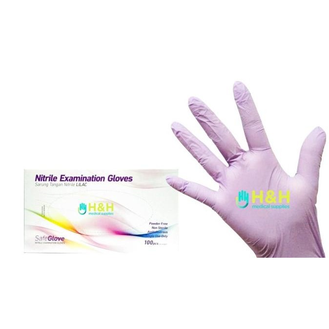 

BARU SARUNG TANGAN NITRILE SAFE GLOVE LILAC / SARUNG TANGAN MEDIS NO POWDER