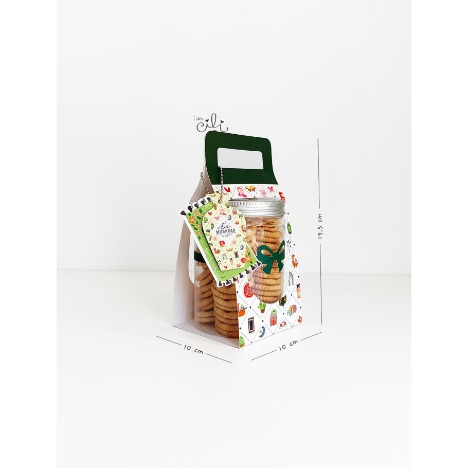 (Box Jar 800 Ml Lebaran ) Kotak Kue Kering Toples Tabung 800Ml(Isi 10)