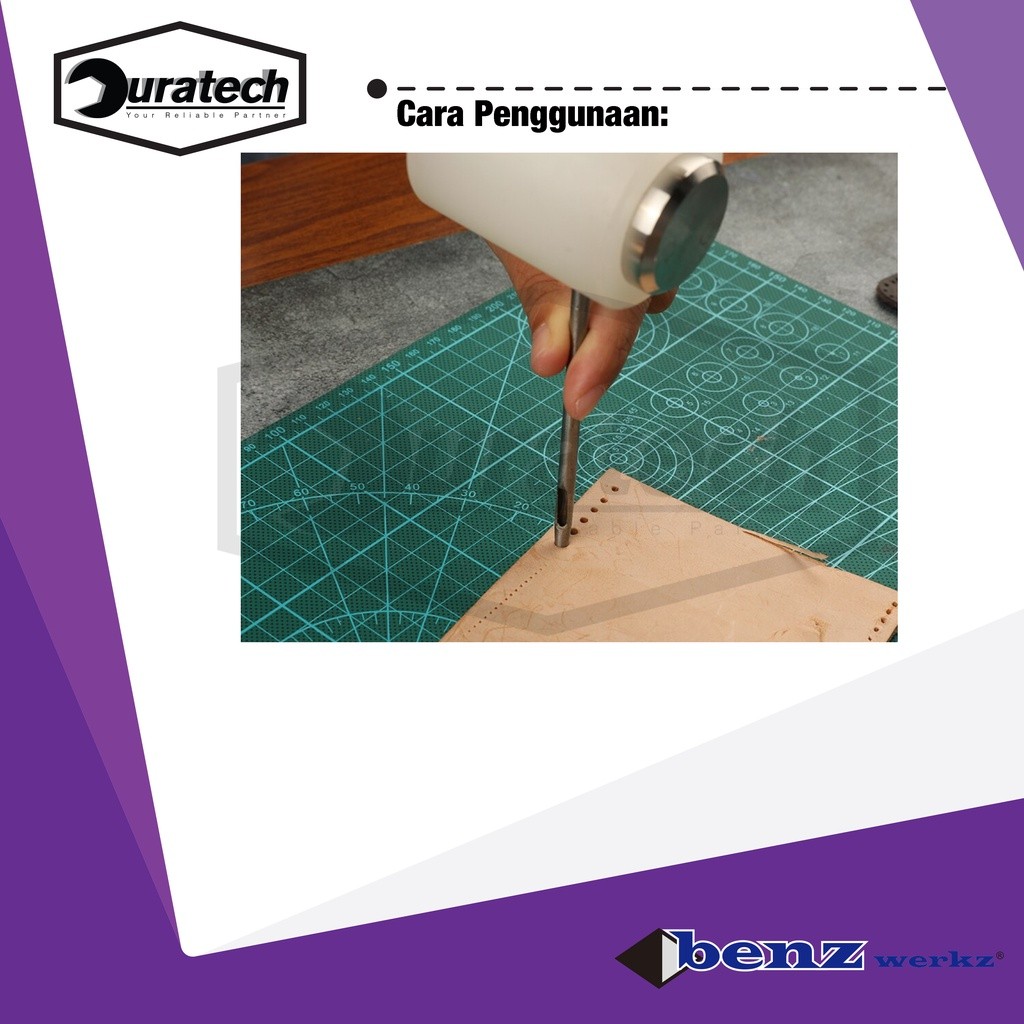 Benz Werkz pembuat plong lobang 4mm / Plong hollow Punch pukul / Pembolong plat kulit plastik kertas