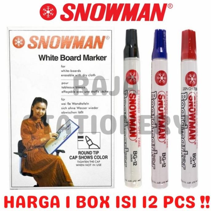 

SNOWMAN WHITEBOARD MARKER SPIDOL PAPAN TULIS SNOWMAN BG-12 1 BOX 12PCS Termurah