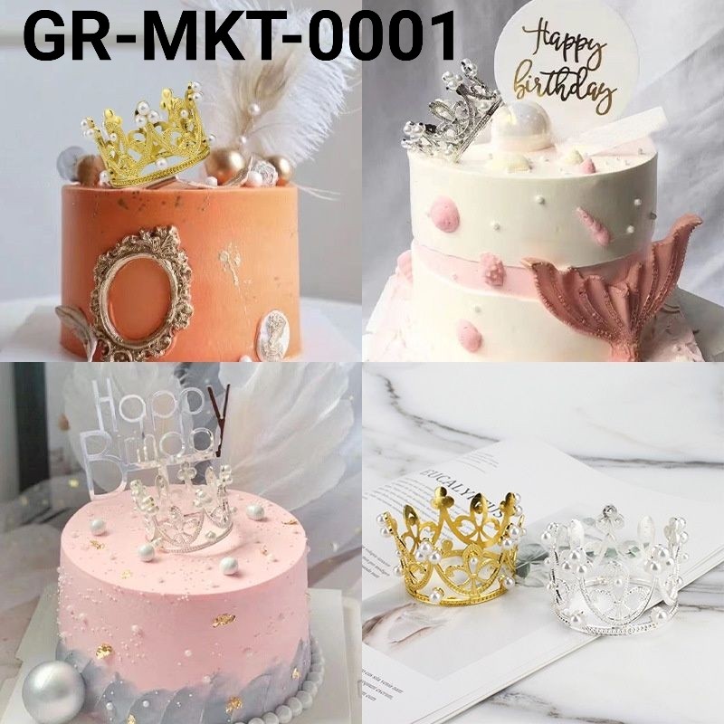 GR-MKT-0001 Cake topper hiasan kue cake mahkota tiara crown raja ratu (MAINAN)