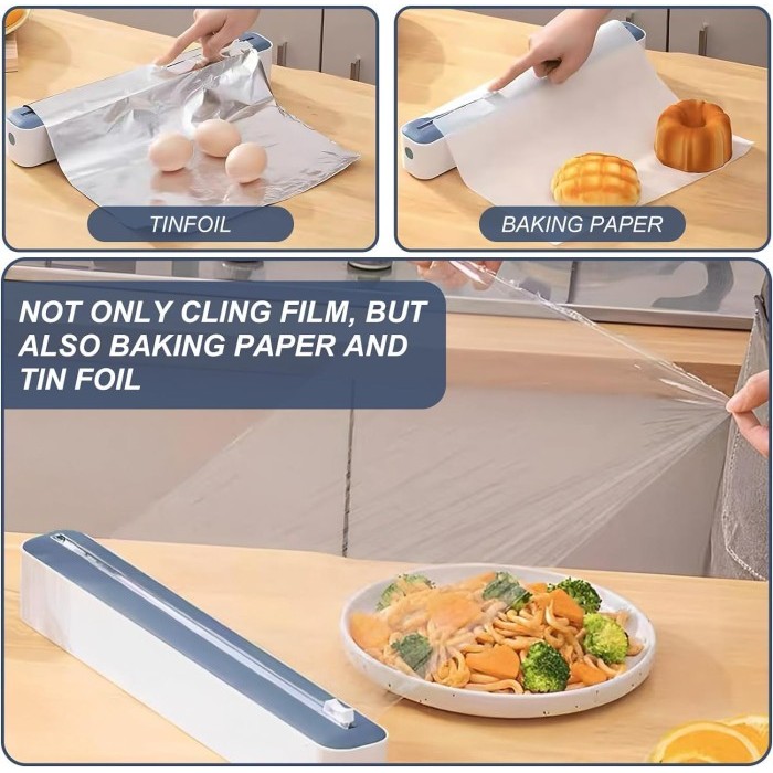 

Ravnick Dispenser Alat Tempat Pemotong Plastik Wrapping Dispenser Aluminium Foil Wrap with Cutter