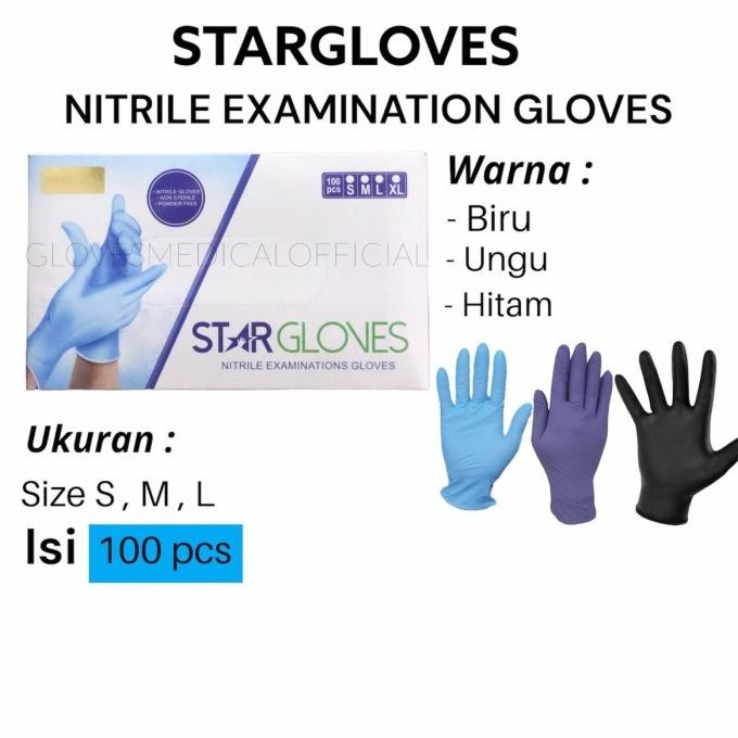 

BARU SARUNG TANGAN NITRILE STARGLOVES NON POWDER KEMENKES RI AKD ISI 100PCS