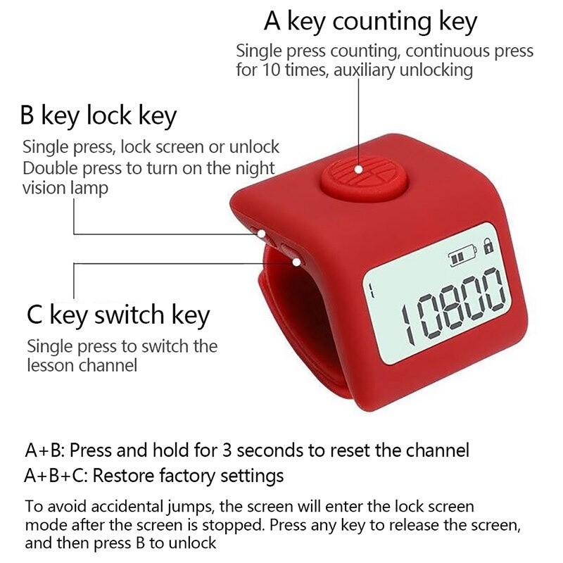 Tasbih Digital LED Rechargeable Tally Counter 9 Channel Charging