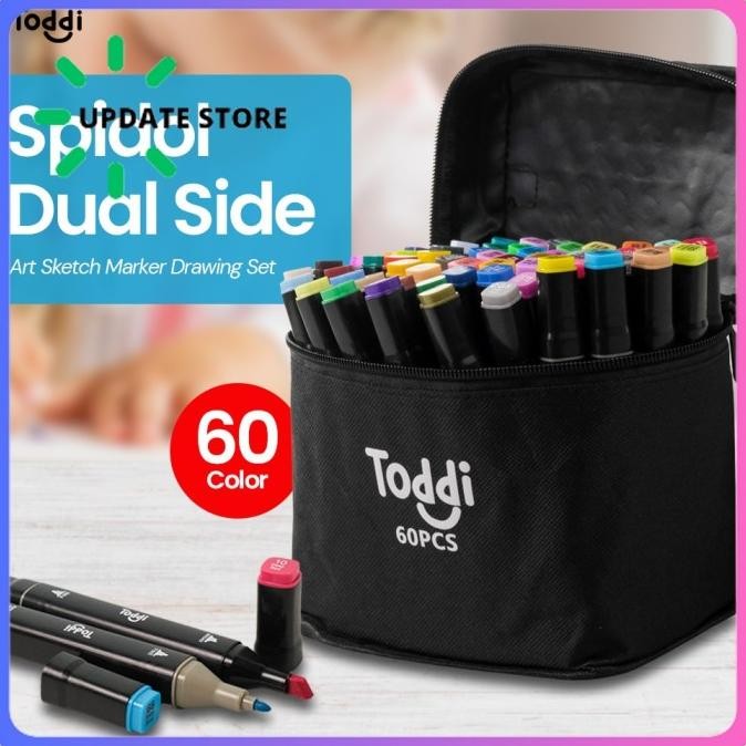 

60 Color Spidol Stabilo Dual Side Fine Art Brush Pen Art Marker Set Termurah