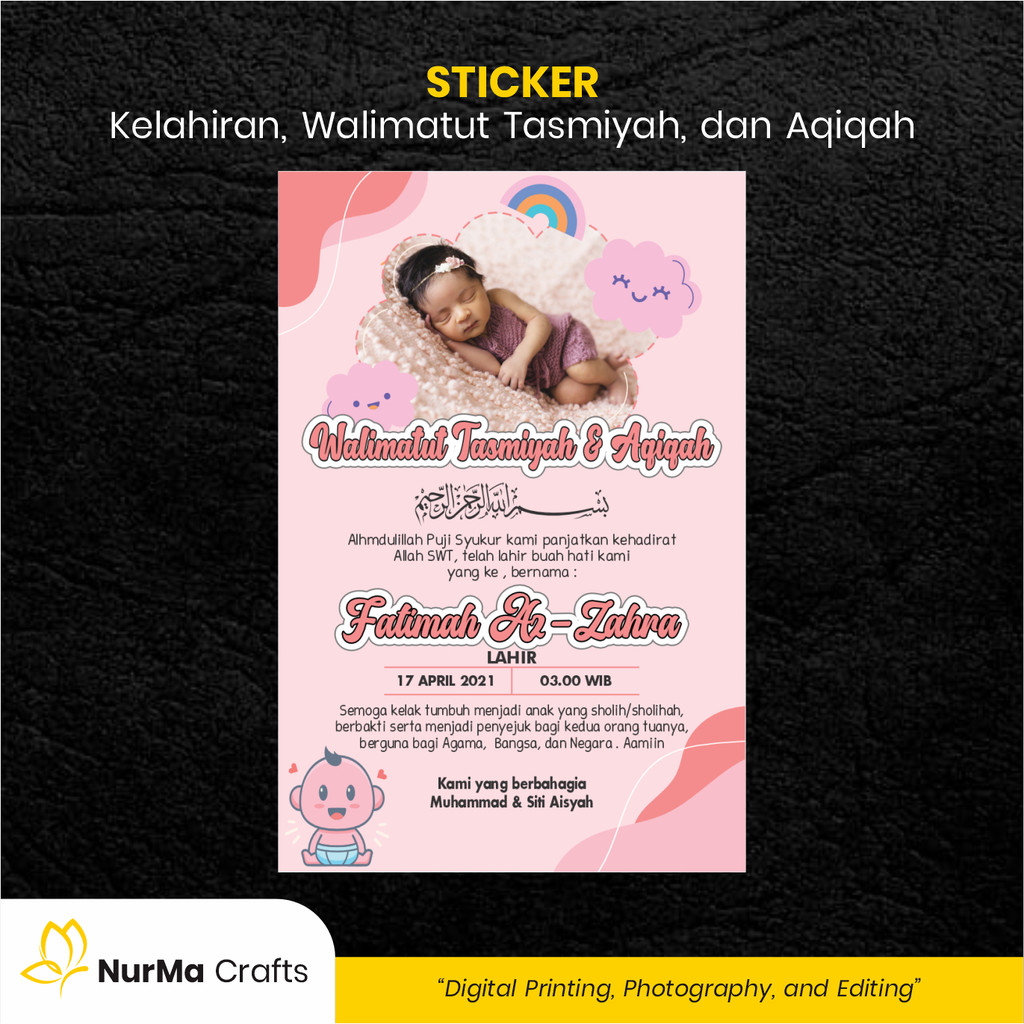 

Stiker Bayi (Walimatut Tasmiyah dan Aqiqah) - Kertas Sticker Bontak / Kertas Art Paper