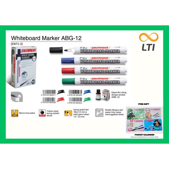 

Spidol Whiteboard Snowman ABG-12 / LUSIN Termurah