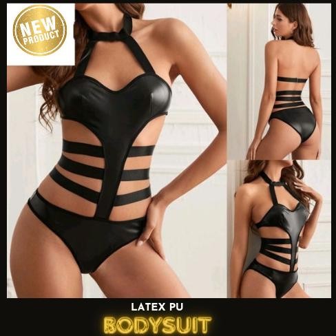 Lingerie Sexy Bodysuit Kulit Latex PU Teddy Premium Import