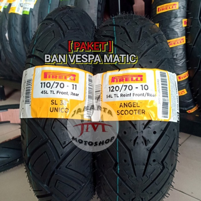 PAKET BAN Vespa PIRELLI SL38 Unico 110 70 Ring 11 & 120 70 Ring 10 LXv