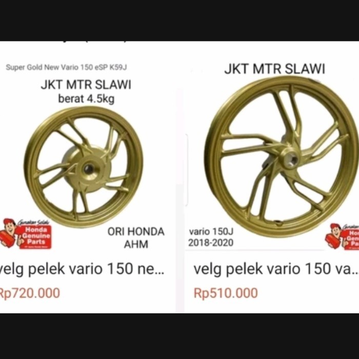 Velg Pelek Vario 150 New Vario 150J Warna Gold 2018-2020 Ori Honda Ahm Barang Langka