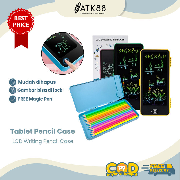 

Kotak Tempat Pensil LCD Mainan Edukasi Anak 2 in 1 Papan Coret Digital / Pencil Case Magic Screen