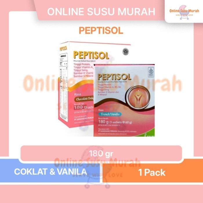 

TERLARIS TERLARIS TERLARIS PEPTISOL VANILA COKLAT 180GR NUTRISI TINGGI PROTEIN RENDAH RESIDU 180 GR