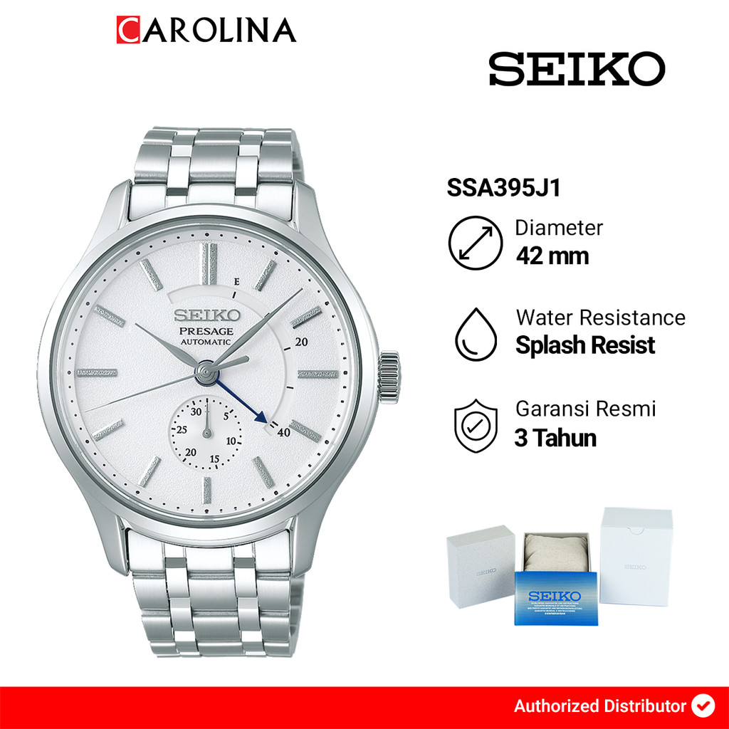 Jam Tangan Pria Seiko Presage SSA395J1 Japanese Garden White Dial Stainless Steel Strap