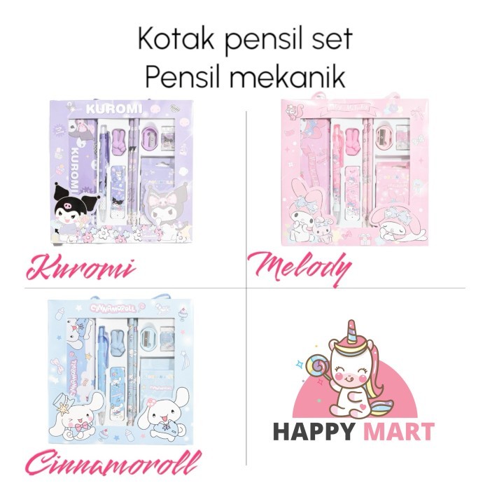 

Kotak Pensil set Pensil mekanik + crayon kuromi / melody / moroll