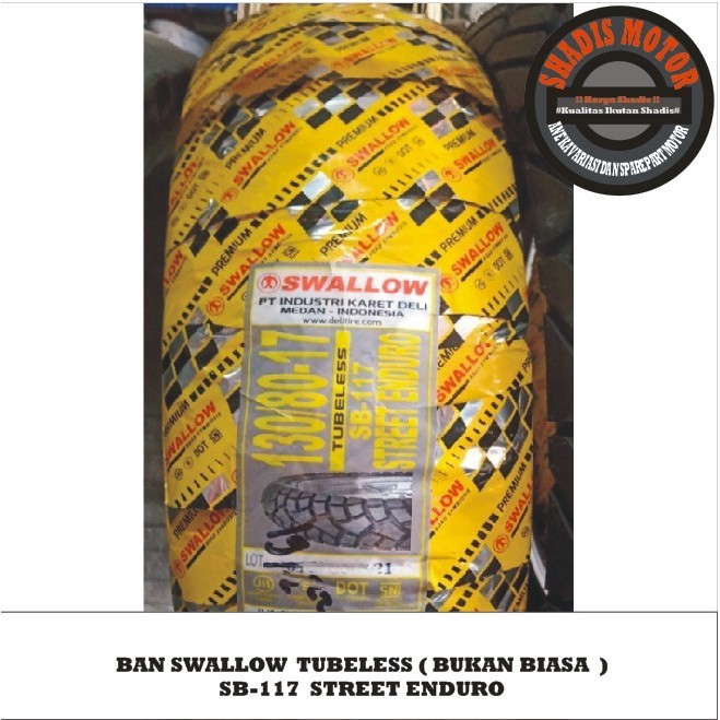 Ban Swallow Tubeless Sb-117 Street Enduro 130/80 Ring 17