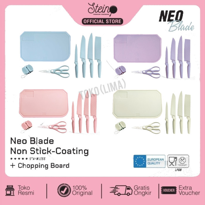 Pisau Steincookware Neo Blade Pisau Set Stein Blue Knives Set Biru Neo