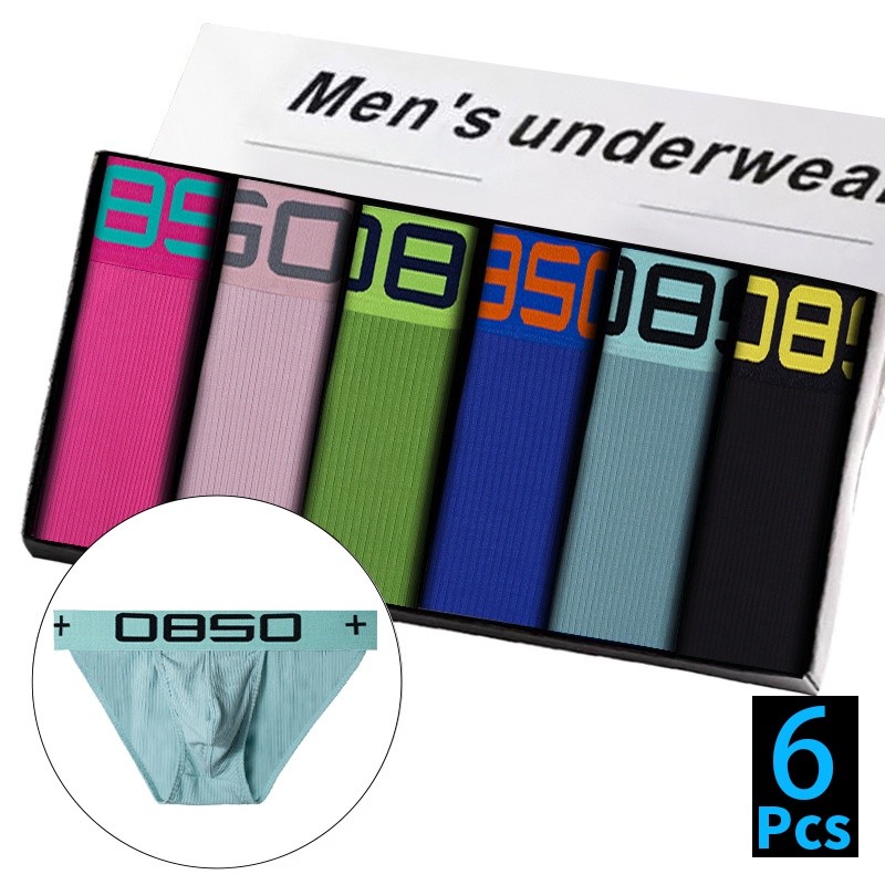 ORLVS 6Pcs/Lot Pakaian Dalam Seksi Fashion Pria Celana Dalam Pria Gay Katun Pinggang Rendah Jockstra