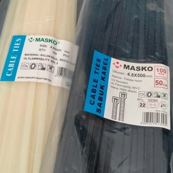 

Sale Masko Kabel Ties 50Cm Tali Sabuk Kabel 500 X 4.8Mm Lebar Putih Hitam