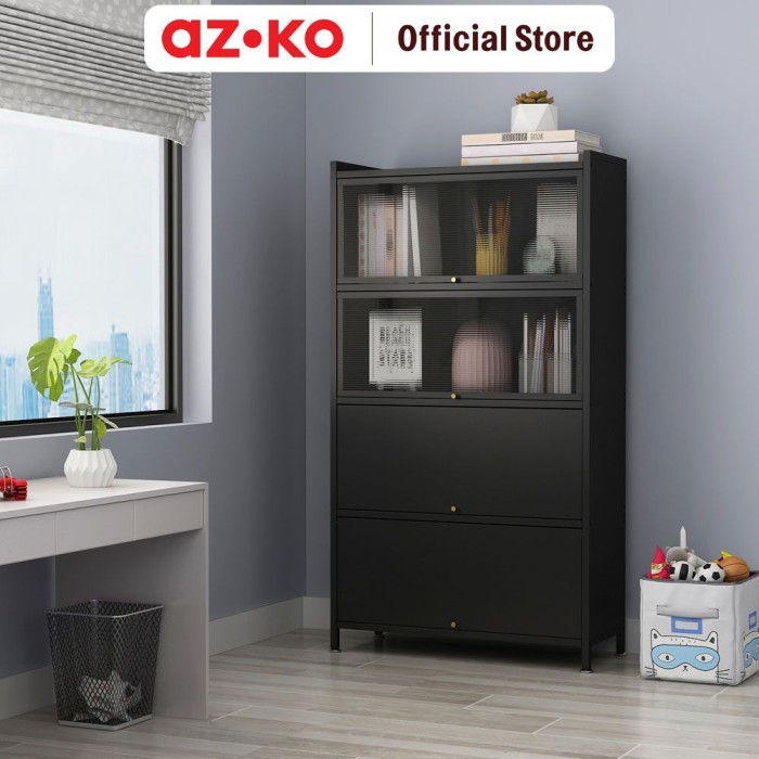 

Sale Azko Stora Kabinet Kantor Metal 5 Tingkat Dengan 4 Pintu - Hitam