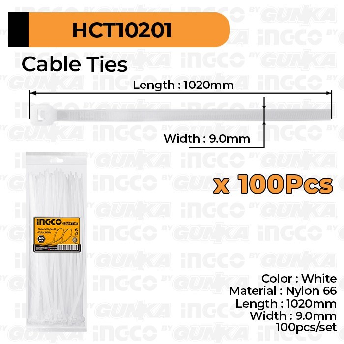 

Sale 100Pcs Cable Ties (100Cm Putih) Ingco Hct10201 Kabel Tis Tie Nylon 66