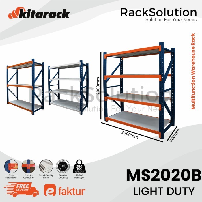 

Sale Kitarack Ms2020 Starter Warehouse Rack Multifunction 2000X600X2000Mm