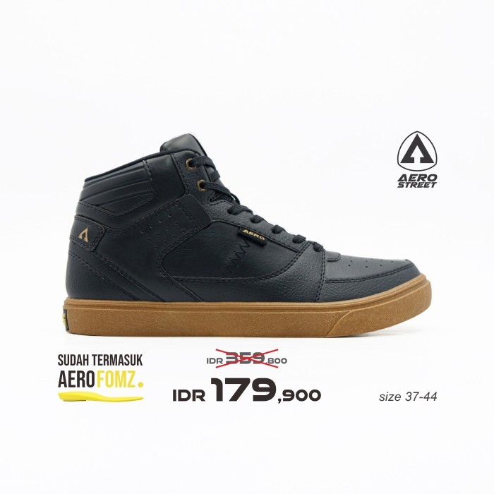 Aerostreet 37-44 Hoops High Gum Hitam Hitam - Sepatu Sneakers Casual