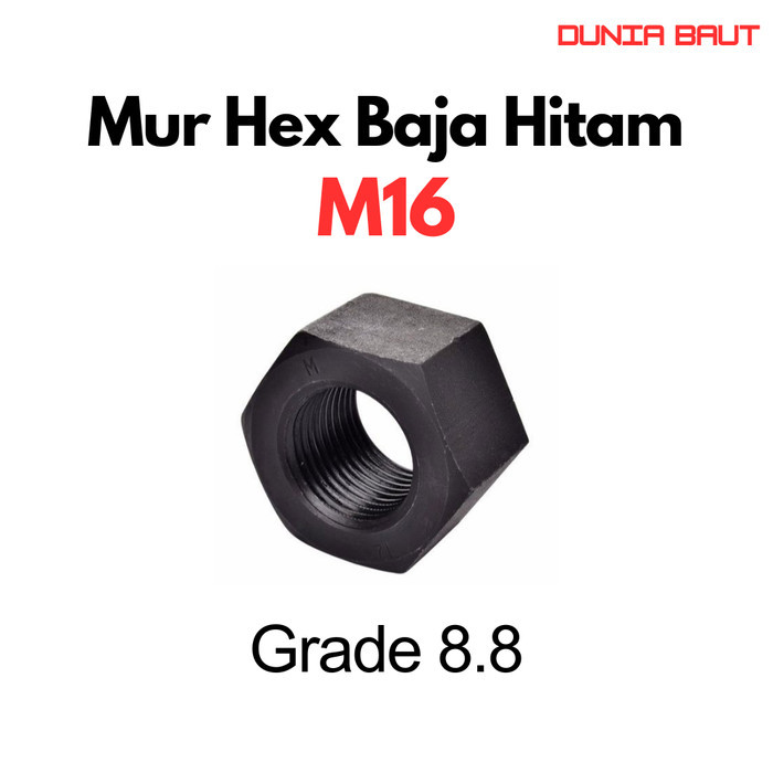 Mur Baja M16 / Mur Hex M16 / Mur Hexagon M16 / Mur M16 / Hex Nut M16 Grade 8.8