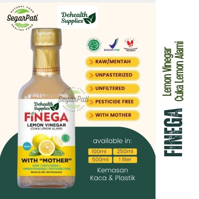 

Finega DeHealth Lemon Vinegar / Cuka Lemon Alami - Botol Kaca