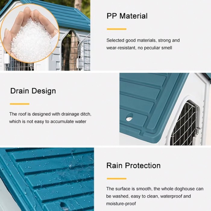 Rumah Anjing / Kucing Plastik Bertingkat 2 , Desain Modern Kandang Anabul Indoor Outdoor Tahan Hujan
