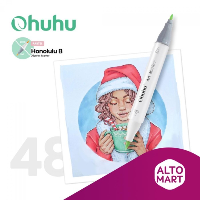 

PROMO! OHUHU Honolulu 48 Pastel Colors Dual Tip Brush Fine Chisel Art Marker